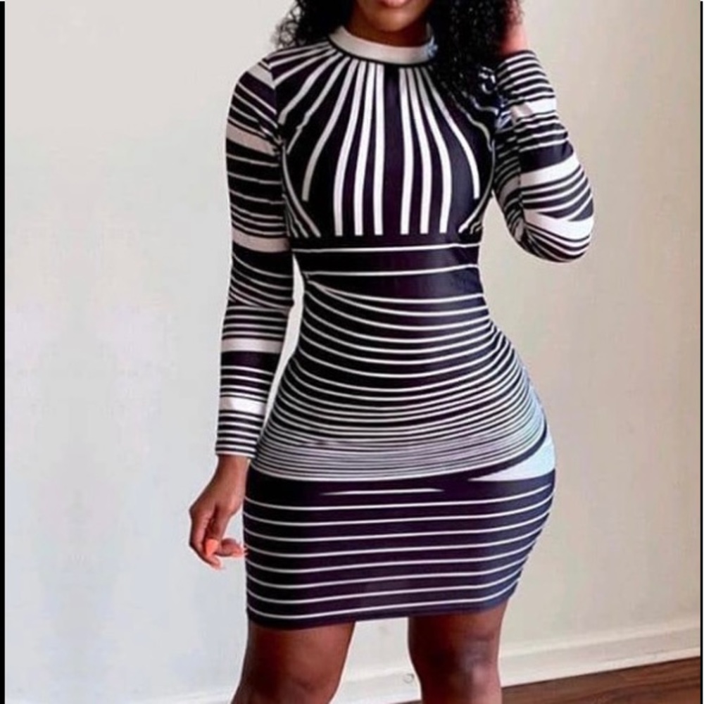 Striped Black & White Dress